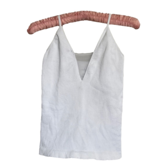 WHITE Free People Tank Top with Mesh v neck size M/L - Picture 1 of 3